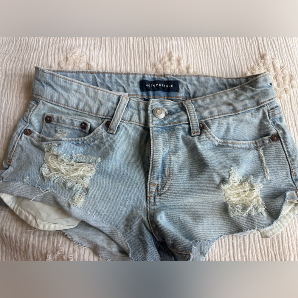 Aeropostale Light Blue Distressed Denim Shorts